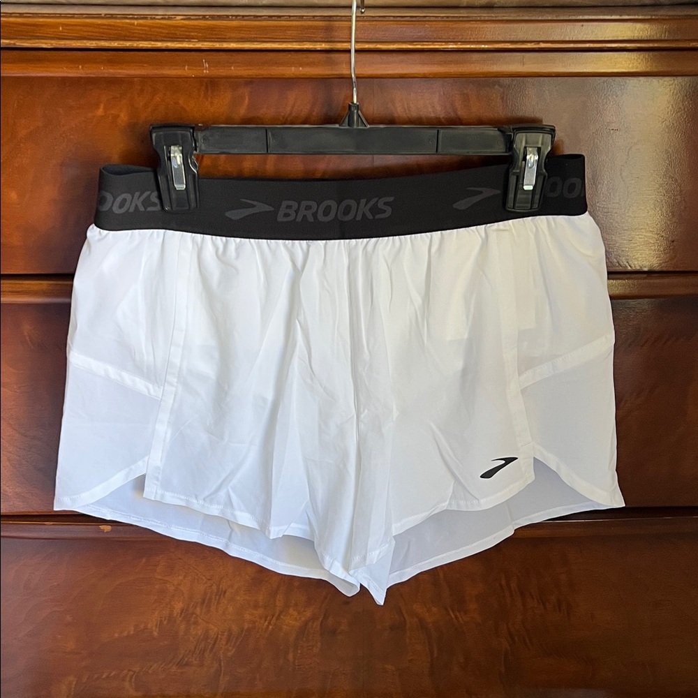 Brooks White Athletic Shorts